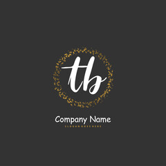 T B TB Initial handwriting and signature logo design with circle. Beautiful design handwritten logo for fashion, team, wedding, luxury logo.