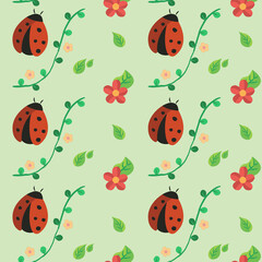 seamless pattern with ladybirds