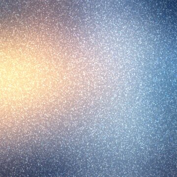 Warm Yellow Shine On Cold Blue Shimmer Background. Small Bokeh Texture. Winter Holiday Illustration.