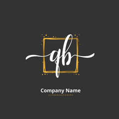 Q B QB Initial handwriting and signature logo design with circle. Beautiful design handwritten logo for fashion, team, wedding, luxury logo.