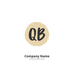 Q B QB Initial handwriting and signature logo design with circle. Beautiful design handwritten logo for fashion, team, wedding, luxury logo.