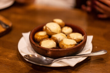Roast mushroom with cheese filled, a traditional Georgian food