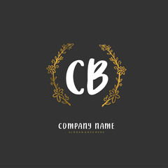 C B CB Initial handwriting and signature logo design with circle. Beautiful design handwritten logo for fashion, team, wedding, luxury logo.