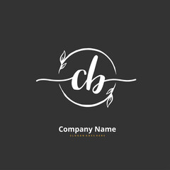 C B CB Initial handwriting and signature logo design with circle. Beautiful design handwritten logo for fashion, team, wedding, luxury logo.