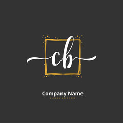 C B CB Initial handwriting and signature logo design with circle. Beautiful design handwritten logo for fashion, team, wedding, luxury logo.