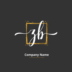Z B ZB Initial handwriting and signature logo design with circle. Beautiful design handwritten logo for fashion, team, wedding, luxury logo.