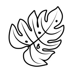 tropical palm leaf line style icon vector design