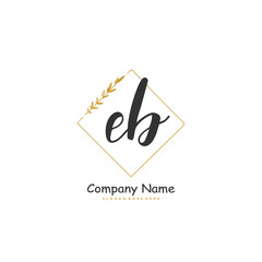 E B EB Initial handwriting and signature logo design with circle. Beautiful design handwritten logo for fashion, team, wedding, luxury logo.