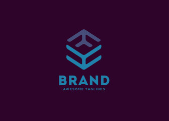 simple 3d box for software,app, IT logo design, hidden box geometric logo, symmetric symbol, square icon, square shape Company logo