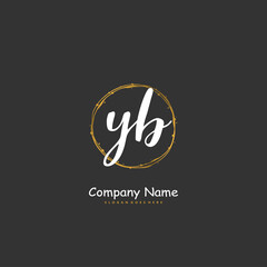 Y B YB Initial handwriting and signature logo design with circle. Beautiful design handwritten logo for fashion, team, wedding, luxury logo.