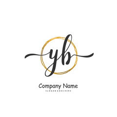 Obraz premium Y B YB Initial handwriting and signature logo design with circle. Beautiful design handwritten logo for fashion, team, wedding, luxury logo.
