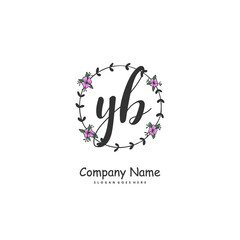 Y B YB Initial handwriting and signature logo design with circle. Beautiful design handwritten logo for fashion, team, wedding, luxury logo.