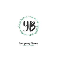 Y B YB Initial handwriting and signature logo design with circle. Beautiful design handwritten logo for fashion, team, wedding, luxury logo.