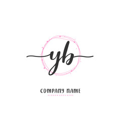 Y B YB Initial handwriting and signature logo design with circle. Beautiful design handwritten logo for fashion, team, wedding, luxury logo.