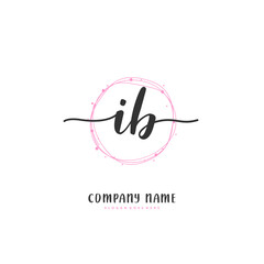 I B IB Initial handwriting and signature logo design with circle. Beautiful design handwritten logo for fashion, team, wedding, luxury logo.