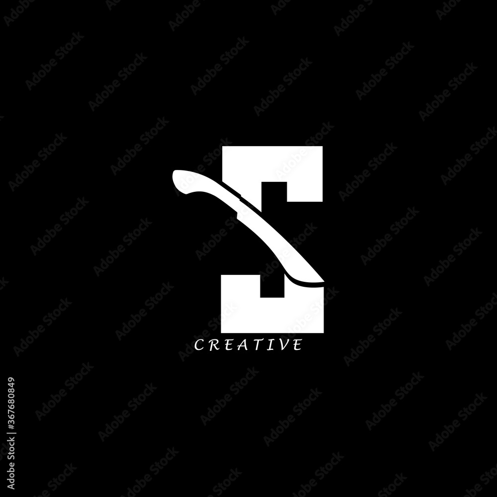 Wall mural machete concept simple flat s letter logo design