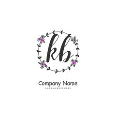 K B KB Initial handwriting and signature logo design with circle. Beautiful design handwritten logo for fashion, team, wedding, luxury logo.