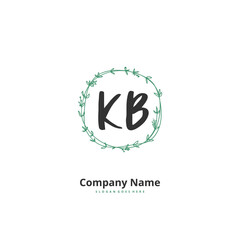 K B KB Initial handwriting and signature logo design with circle. Beautiful design handwritten logo for fashion, team, wedding, luxury logo.