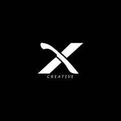 Machete concept simple flat X letter logo design