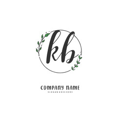K B KB Initial handwriting and signature logo design with circle. Beautiful design handwritten logo for fashion, team, wedding, luxury logo.