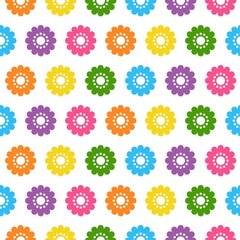 Set of flat icon flower icons in silhouette isolated on white background. Cute retro design in bright colors for stickers, labels, tags, gift wrapping paper. seamless pattern decoration cartoon