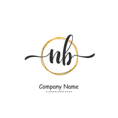 N B NB Initial handwriting and signature logo design with circle. Beautiful design handwritten logo for fashion, team, wedding, luxury logo.