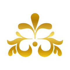 flower ornament with leaves gold gradient style icon vector design