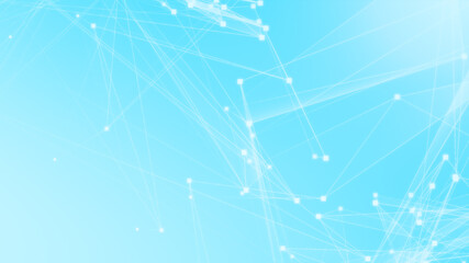 Abstract blue white polygon tech network with connect technology background. Abstract dots and lines texture background. 3d rendering.