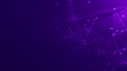 Fototapeta premium Abstract purple violet polygon tech network with connect technology background. Abstract dots and lines texture background. 3d rendering.