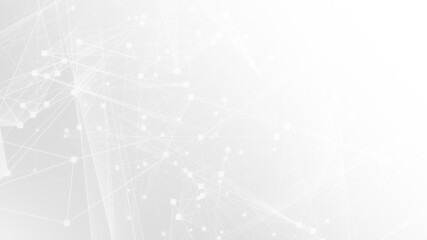 Abstract white gray polygon tech network with connect technology background. Abstract dots and lines texture background. 3d rendering.
