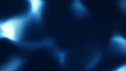Dot white blue wave light screen gradient texture background. Abstract  technology big data digital background. 3d rendering.
