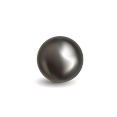 Black pearl realistic vector. Natural tahinian round gem stone bead for necklace. Jewelery graphic isolated illustration