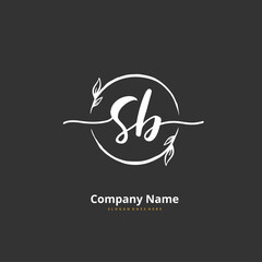 S B SB Initial handwriting and signature logo design with circle. Beautiful design handwritten logo for fashion, team, wedding, luxury logo.