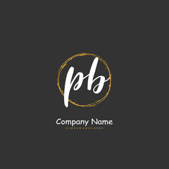 P B PB Initial handwriting and signature logo design with circle. Beautiful design handwritten logo for fashion, team, wedding, luxury logo.
