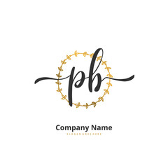 P B PB Initial handwriting and signature logo design with circle. Beautiful design handwritten logo for fashion, team, wedding, luxury logo.