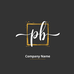 P B PB Initial handwriting and signature logo design with circle. Beautiful design handwritten logo for fashion, team, wedding, luxury logo.