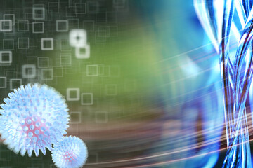 Fototapeta premium virus concept, abstract biology background, blurred background and coronavirus virus model