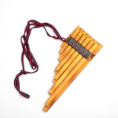 Pan flute on a white background