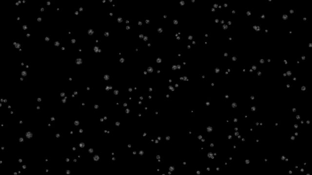 Snow flakes fall down on a black background. A light breeze gives sight.