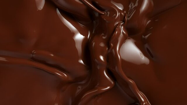 Super Slow Motion Shot of Splashing Melted Chocolate Background at 1000fps.