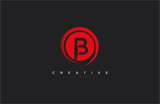 Vector Artistic Beautiful Decorative Letter B Circle Strokes Logo