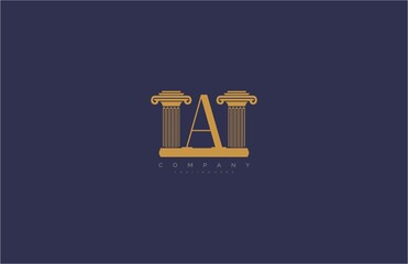 Vector Letter A with Pillars Design Logo