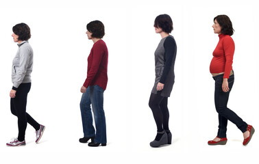 Obraz premium woman with various types of outfits and pregnant on white background