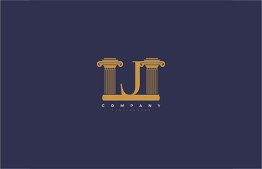 Vector Letter J with Pillars Design Logo