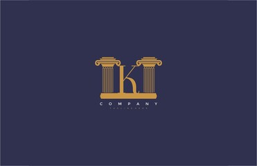 Vector Letter K with Pillars Design Logo