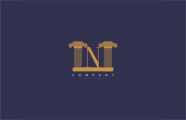 Vector Letter N with Pillars Design Logo