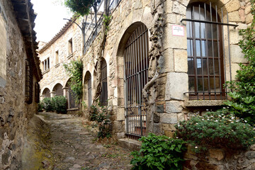 Fototapeta na wymiar street of old town of Tossa de Mar, Girona province, Catalonia, Spain