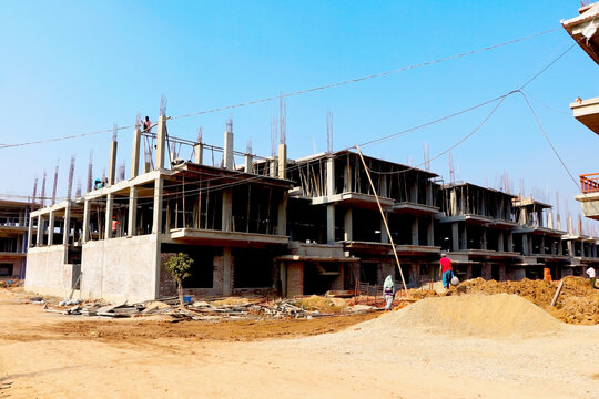 Ahmedabad, Gujrat, India,- March 2020 : Abstract view of an new construction of building in Ahmedabad