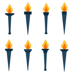 Torch flat, flame icon, vector illustration isolated on white background