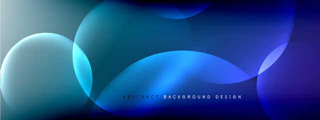 Vector abstract background liquid bubble circles on fluid gradient with shadows and light effects. Shiny design templates for text